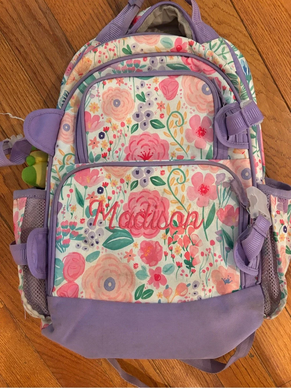 Kids Floral Purple Backpack with Padded Straps- engraved “Madison”